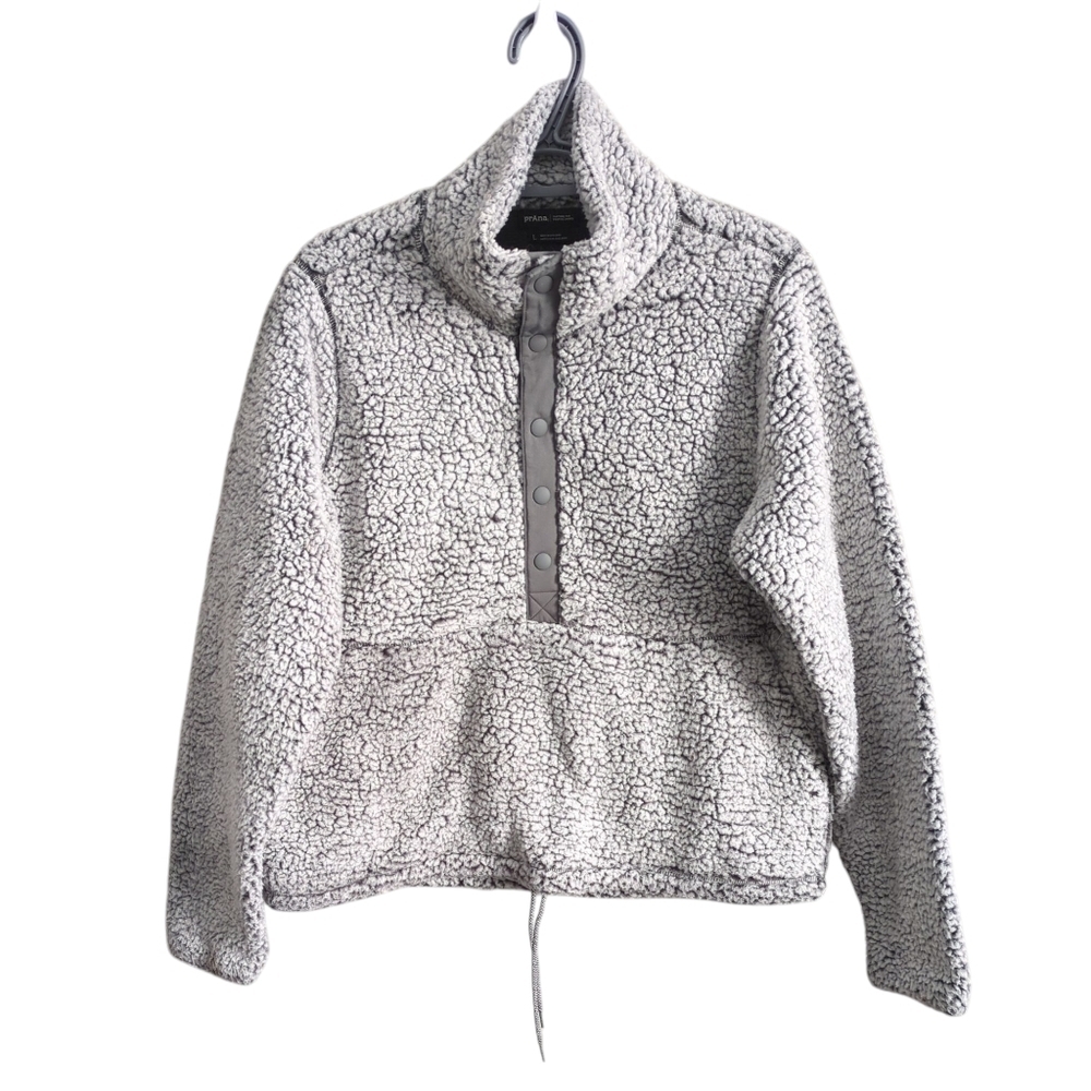 Prana Polar Escape Snap Up Fleece Grey Mix Size Large